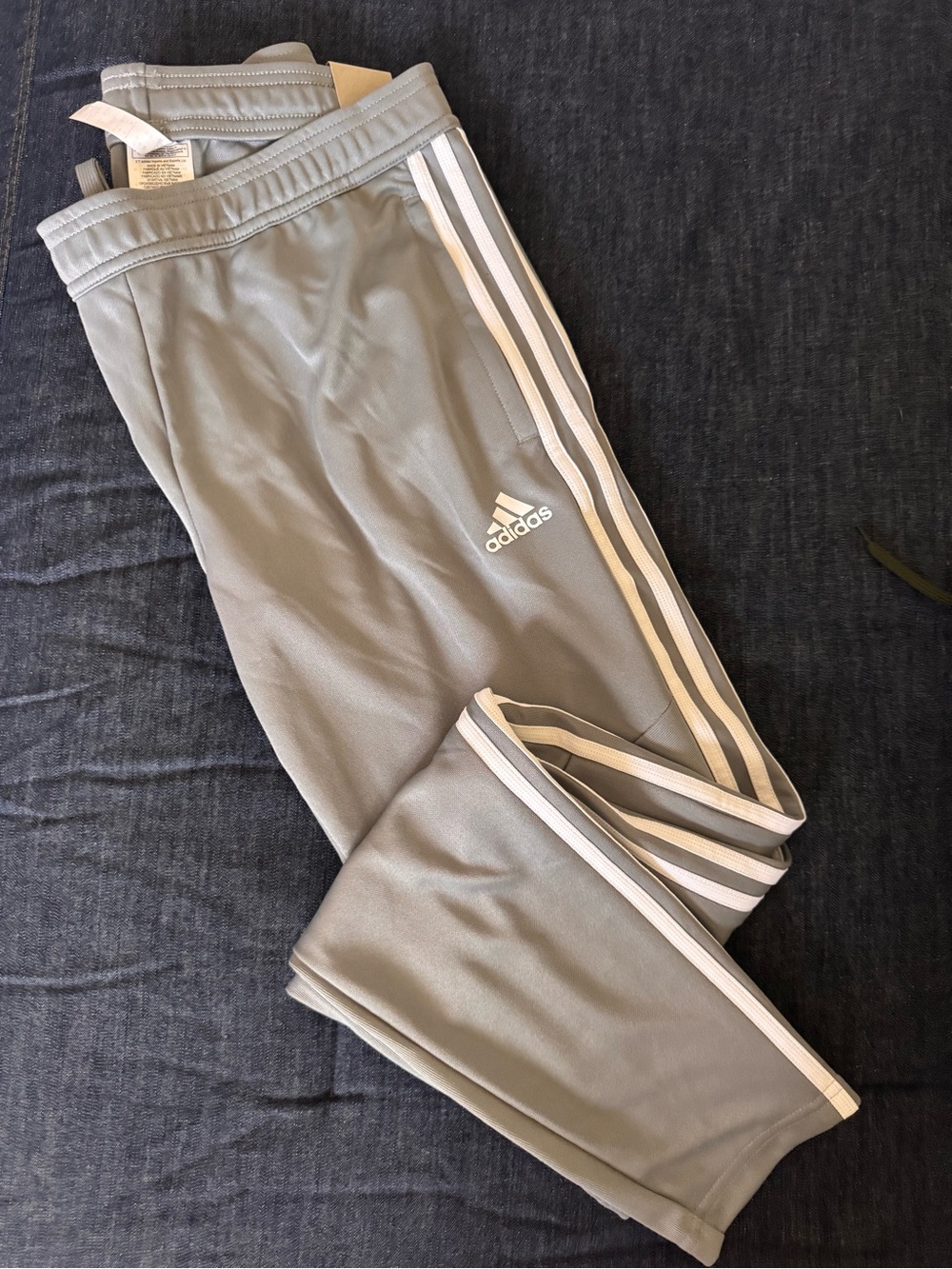 adidas unisex Gray 3-Stripes Track Pants